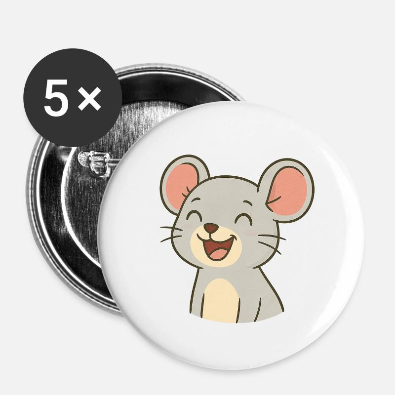 Lachende_Maus - Buttons small 1''/25 mm (5-pack) - white