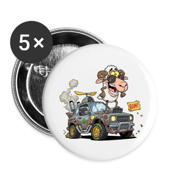 Cartoon Schaffahrer im Geländewagen - Buttons klein 25 mm (5er Pack) - Weiß - Vorne