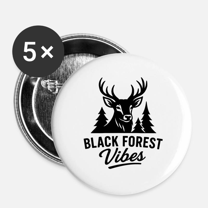 Black Forest Vibes Deer - Buttons small 1''/25 mm (5-pack) - white