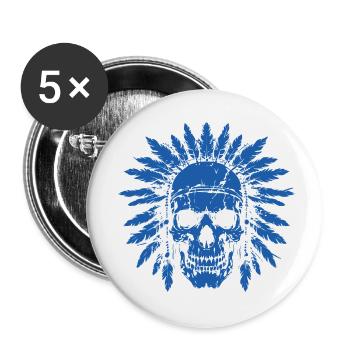 indianer skull - Buttons klein 25 mm (5er Pack) - Weiß - Vorne