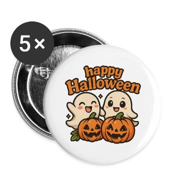 Fantômes mignons Halloween Design - Lot de 5 petits badges (25 mm) - blanc - Devant