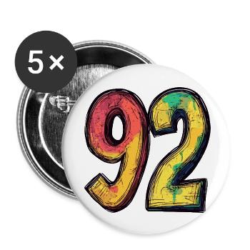 92 Number Comic - Buttons small 1''/25 mm (5-pack) - white - Front
