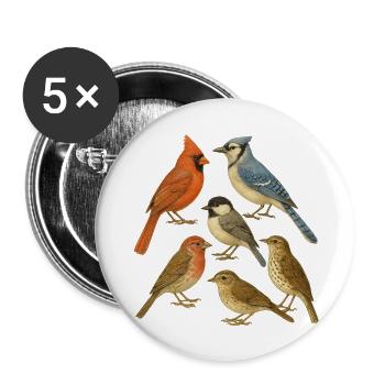 Natürliche Vogelsammlung - Buttons klein 25 mm (5er Pack) - Weiß - Vorne