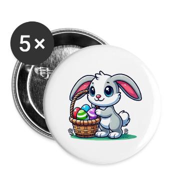 Lapin de Pâques - Lot de 5 petits badges (25 mm) - blanc - Devant
