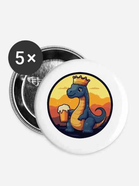Dinosaurier brontosaurus Bier - Buttons klein 25 mm (5er Pack) - Weiß