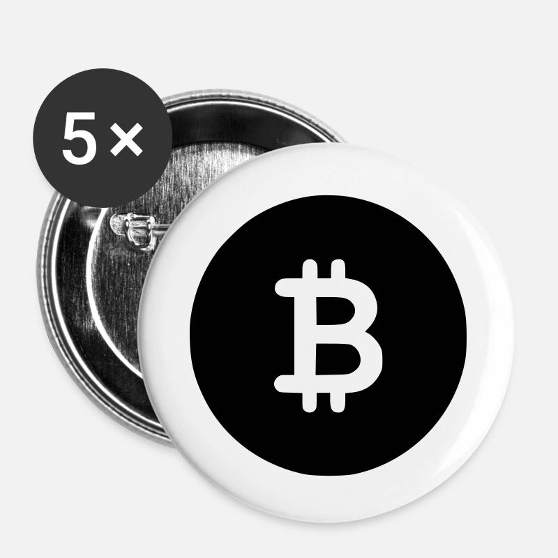 Bitcoin Black Icon - Buttons small 1''/25 mm (5-pack) - white