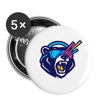 Roaring Cyber Bear with Neon Visor - Buttons small 1''/25 mm (5-pack) - white - Front