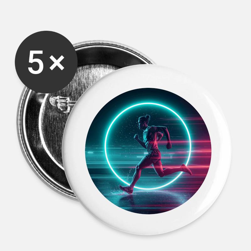 Luminous Neon Running Silhouette - Buttons small 1''/25 mm (5-pack) - white