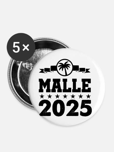 malle 2025 - Buttons klein 25 mm (5er Pack) - Weiß