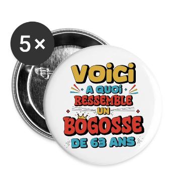 Humor und Scharfsinn im Alter von 63 Jahren - Buttons klein 25 mm (5er Pack) - Weiß - Vorne