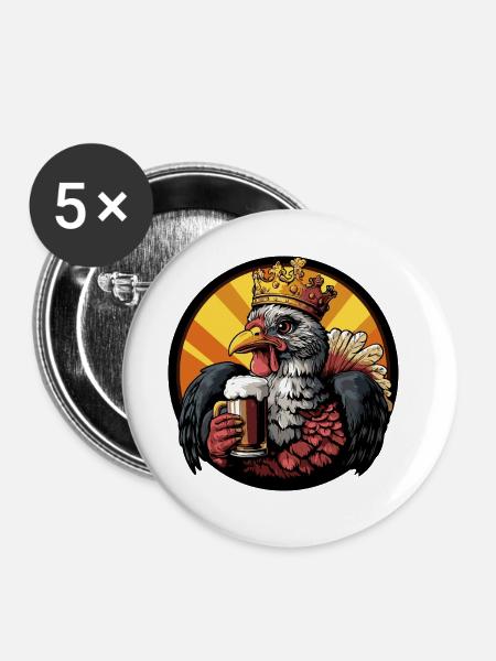 Truthahn Bier - Buttons klein 25 mm (5er Pack) - Weiß