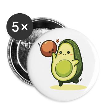 Avocado Bowling – Kawaii Sport Vegan Healthy - Buttons klein 25 mm (5er Pack) - Weiß - Vorne