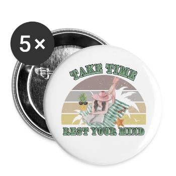 Pause Estivale Relaxante - Lot de 5 petits badges (25 mm) - blanc - Devant