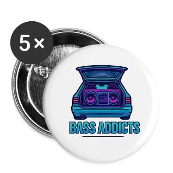 Retro Ghettoblaster Bass Addicts Design - Buttons klein 25 mm (5er Pack) - Weiß - Vorne