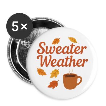 Météo du pull - Lot de 5 petits badges (25 mm) - blanc - Devant