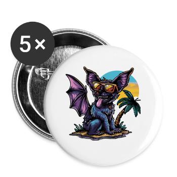 Bat Summer Holiday - Buttons small 1''/25 mm (5-pack) - white - Front
