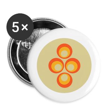 70er Jahre Muster Retro Hippie Flowers Power - Buttons klein 25 mm (5er Pack) - Weiß - Vorne