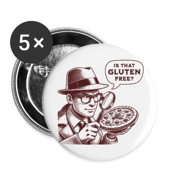 Ist das glutenfrei? Lustiger Detektiv - Buttons klein 25 mm (5er Pack) - Weiß - Vorne