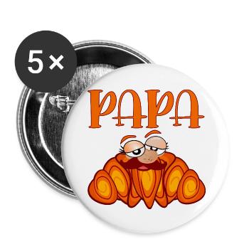 PAPA MOUSTACHE CROISSANTS - Lot de 5 petits badges (25 mm) - blanc - Devant