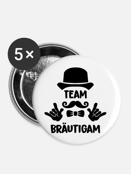 Team Bräutigam - Buttons klein 25 mm (5er Pack) - Weiß