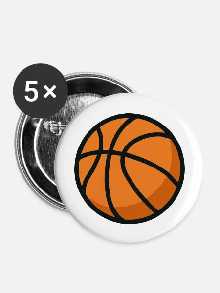 basketball bball - Buttons klein 25 mm (5er Pack) - Weiß