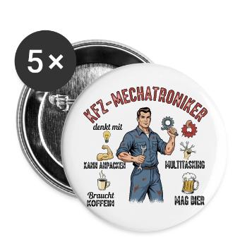 Der Kfz-Mechatroniker - Buttons klein 25 mm (5er Pack) - Weiß - Vorne