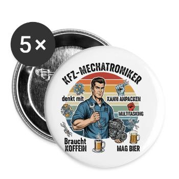 Der Kfz-Mechatroniker - Buttons klein 25 mm (5er Pack) - Weiß - Vorne