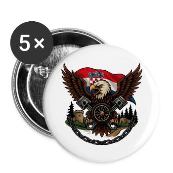 Croatian Imperial Crusader Eagle - Buttons small 1''/25 mm (5-pack) - white - Front