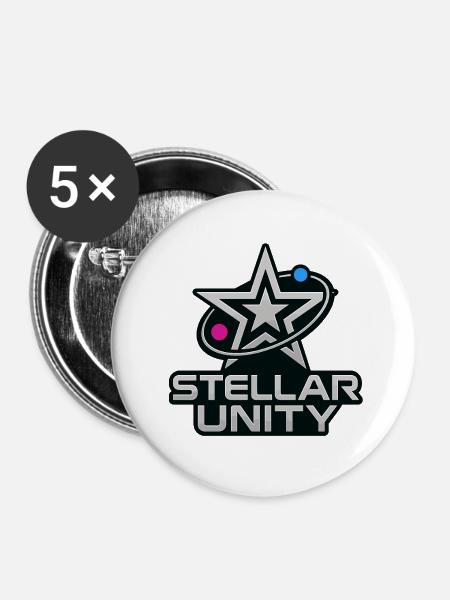 Stellar Unity – Chrome Star - Buttons klein 25 mm (5er Pack) - Weiß
