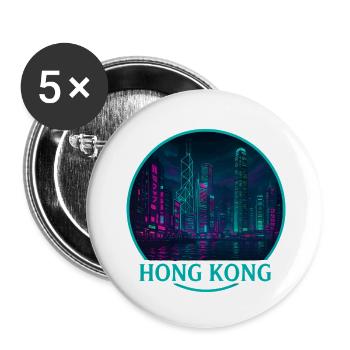 Hong Kong Souvenir Cyberpunk - Buttons small 1''/25 mm (5-pack) - white - Front