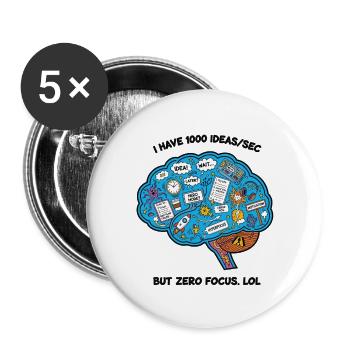 Illustration de brainstorming créative - Lot de 5 petits badges (25 mm) - blanc - Devant
