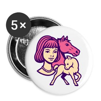 Horse Girl Pop Art Pink - Buttons small 1''/25 mm (5-pack) - white - Front