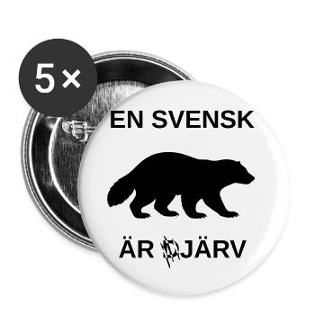 Un Suédois est järv (gras) (jeu de mots) (silhouette) 🇸🇪 - Lot de 5 petits badges (25 mm) - blanc - Devant