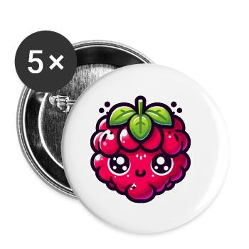 Himbeere Kawaii Illustration - Buttons klein 25 mm (5er Pack) - Weiß - Vorne