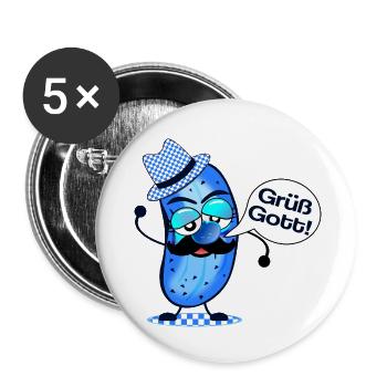 Grüß Gott Lustige Gewürzgurke Bayern - Lot de 5 petits badges (25 mm) - blanc - Devant