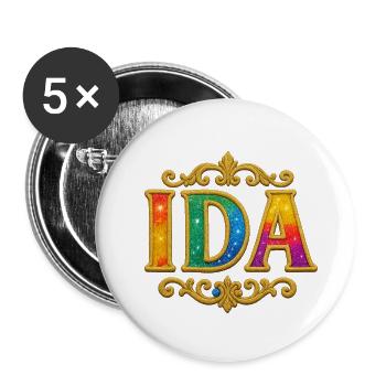 Paillettes dorées IDA - Lot de 5 petits badges (25 mm) - blanc - Devant