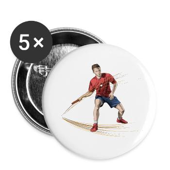 Joueur de tennis de table dynamique avec des effets énergétiques - Lot de 5 petits badges (25 mm) - blanc - Devant