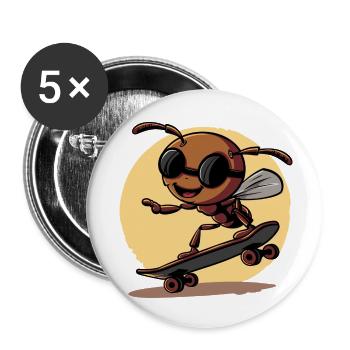 Ska Ant avec lunettes de soleil - Lot de 5 petits badges (25 mm) - blanc - Devant