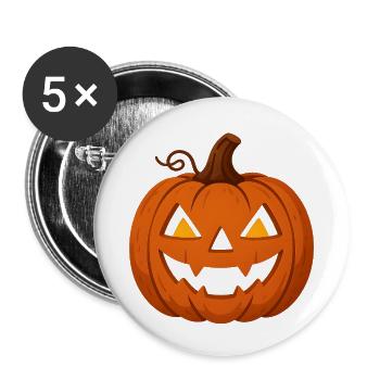 Citrouille Helloween avec visage effrayant - Lot de 5 petits badges (25 mm) - blanc - Devant