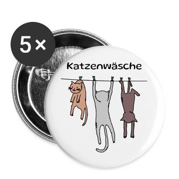 Nettoyant pour chat - Lot de 5 petits badges (25 mm) - blanc - Devant