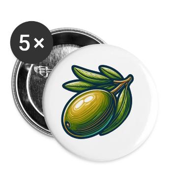 Elegante und natürliche Olivenillustration - Buttons klein 25 mm (5er Pack) - Weiß - Vorne