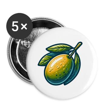 Olive Stylisé Vert Jaune - Lot de 5 petits badges (25 mm) - blanc - Devant