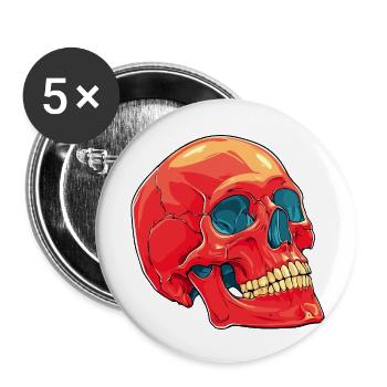 Crâne - Lot de 5 petits badges (25 mm) - blanc - Devant