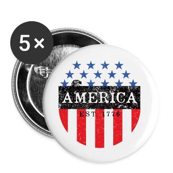Amerikanischer patriotischer Shield - Buttons klein 25 mm (5er Pack) - Weiß - Vorne