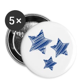 Étoiles Esquissées en Crayon Bleu - Lot de 5 petits badges (25 mm) - blanc - Devant