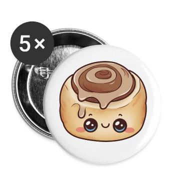 Süße Zimtschnecke Kawaii - Buttons klein 25 mm (5er Pack) - Weiß - Vorne