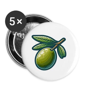 Olive branch pattern for natural clothing - Buttons small 1''/25 mm (5-pack) - white - Front