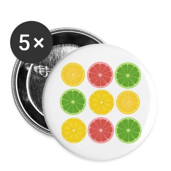 Frucht-Zitrus-Color-Blocking-Design - Buttons klein 25 mm (5er Pack) - Weiß - Vorne