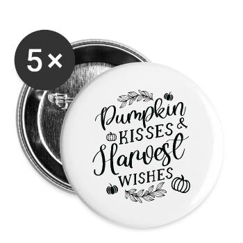 Kürbisküsse & Erntewünsche - Buttons klein 25 mm (5er Pack) - Weiß - Vorne
