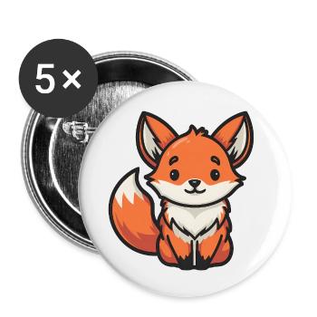 Renard mignon de dessin animé amoureux des animaux - Lot de 5 petits badges (25 mm) - blanc - Devant